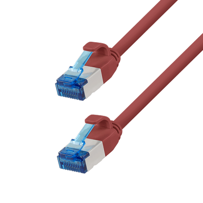 Ultra slim Patchkabel S/FTP Cat 6A rood 0.25 M