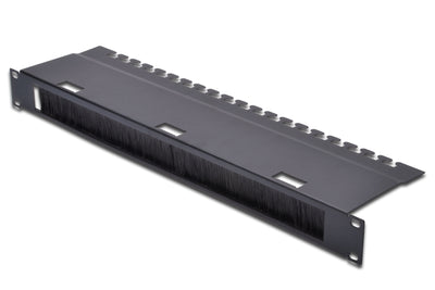 Panel de entrada de cables de 19 pulgadas con cepillo 1U negro