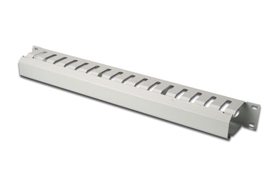 Bandeja para cables metálica de 1U con placa de cubierta, gris claro