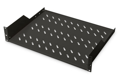 19 inch 2U legbord voor rekken vanaf 450 mm diepte 88,5x483x352 mm, tot 25 kg, zwart (RAL 9005)