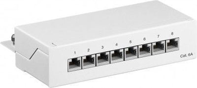 Panel de conexión mini/de escritorio CAT6a de 8 puertos blanco