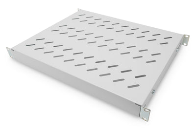 19 Inch 1U vaste plank voor 600 mm diepe rekken 44x483x358 mm, verstelbaar 350-550 mm diepte, lichtgrijs