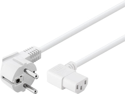 Cable de alimentación CEE 7/7 acodado (macho) a C13 acodado (hembra) 5 m blanco