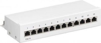 Panel de conexión CAT6 Mini/Desktop de 12 puertos blanco