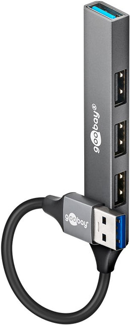 Concentrador USB delgado de 4 puertos: USB-A a 4 puertos USB-A (5 Gbps)