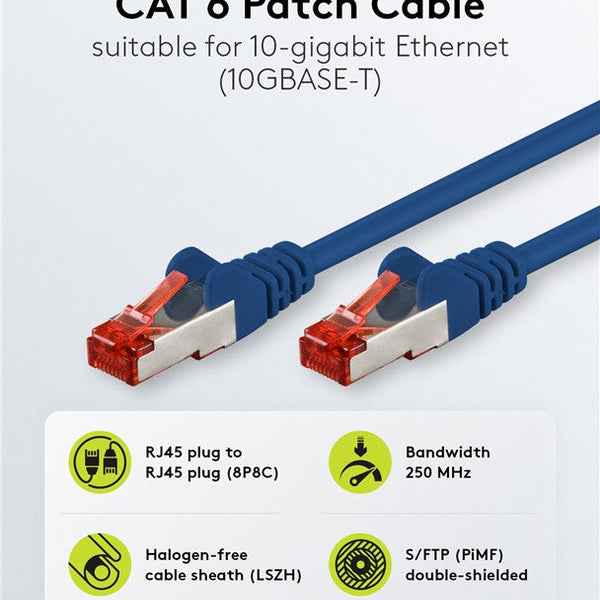 Cat6 S/FTP PIMF LSZH blauw 0.25 meter