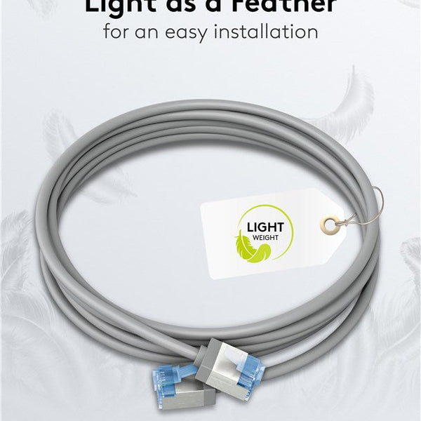 Cable de conexión CAT 6A ultraflexible y delgado U/FTP de 15 m, color gris
