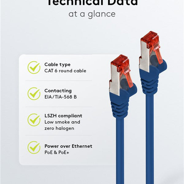 Cat6 S/FTP PIMF LSZH blauw 0.25 meter
