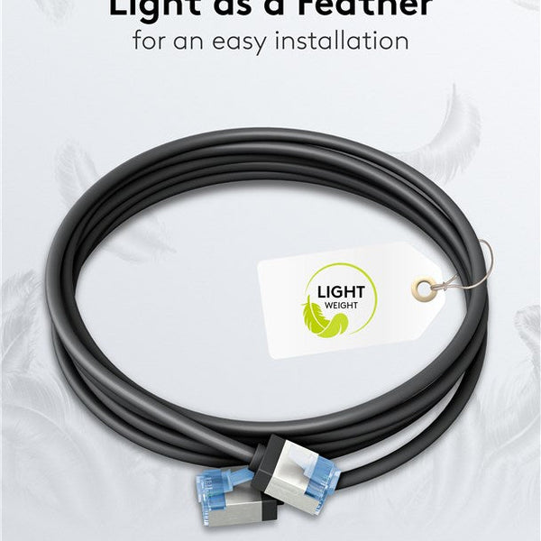 Cable de conexión CAT 6A ultraflexible y delgado U/FTP de 0,15 m, color negro
