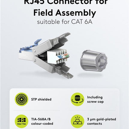 Conector RJ45 sin herramientas CAT6a - STP