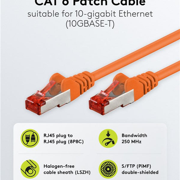 Cat6 S/FTP PIMF LSZH oranje 0.25 meter