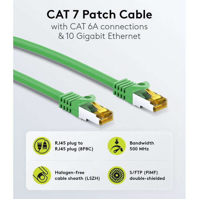 Cable de conexión SSTP/PiMF verde sin halógenos Cat7 de 1 m