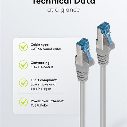 Cat6a S/FTP LSZH 0.5M Grey