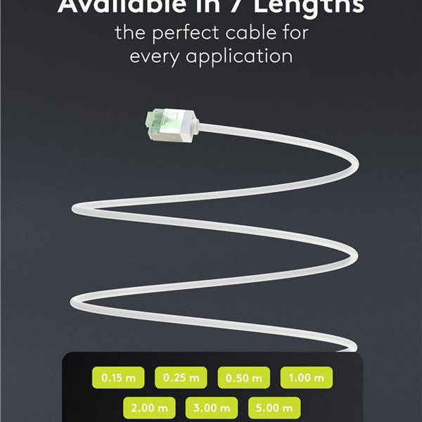 Cable de conexión CAT 8.1 ultraflexible y delgado U/FTP de 0,5 m, color blanco 