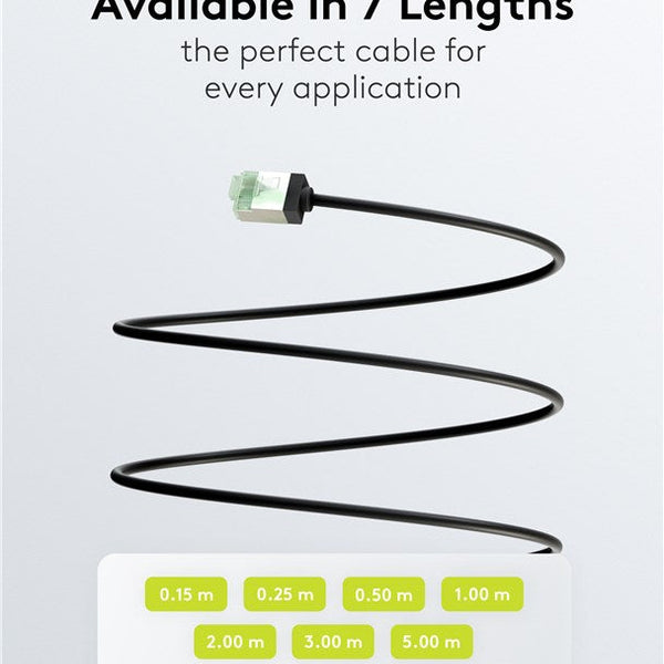Cable de conexión CAT 8.1 ultraflexible y delgado U/FTP de 0,15 m, color negro 