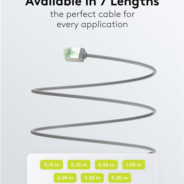 Cable de conexión CAT 8.1 ultraflexible y delgado U/FTP de 0,15 m, color gris 
