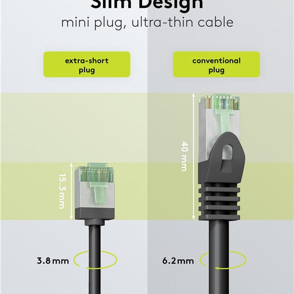 Cable de conexión CAT 8.1 ultraflexible y delgado U/FTP de 0,15 m, color negro 