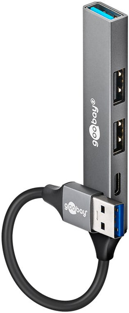 Concentrador USB delgado de 4 puertos, USB-A a USB-C™/USB-A, 5 Gbit/s
