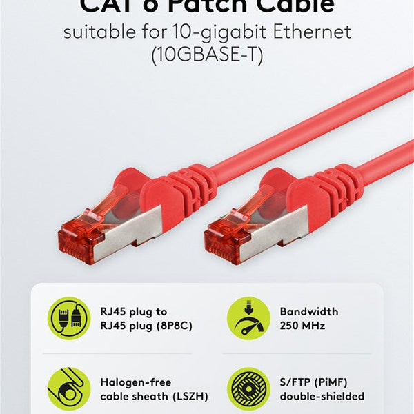 Cat6 S/FTP PIMF LSZH rood 0.25 meter
