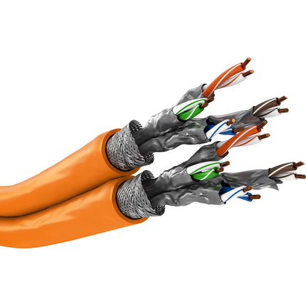 S/FTP CAT7 duplex network cable solid 50M 100% copper orange