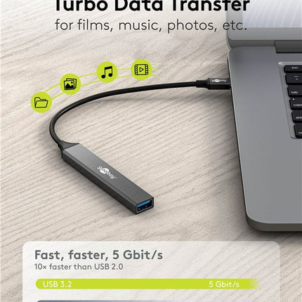 Slim 4-Poorts USB-Hub, USB-A naar USB-C™/USB-A, 5 Gbit/s