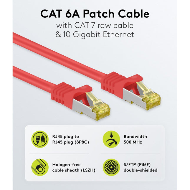 Cable de conexión SSTP/PiMF rojo sin halógenos Cat7 de 1,5 m