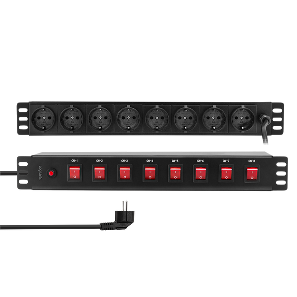 Basis Rack PDU 8-voudig Schuko, elk stopcontact individueel schakelbaar