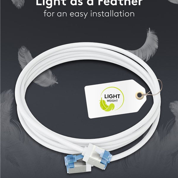 Cable de conexión CAT 6A ultraflexible y delgado U/FTP de 15 m, color blanco