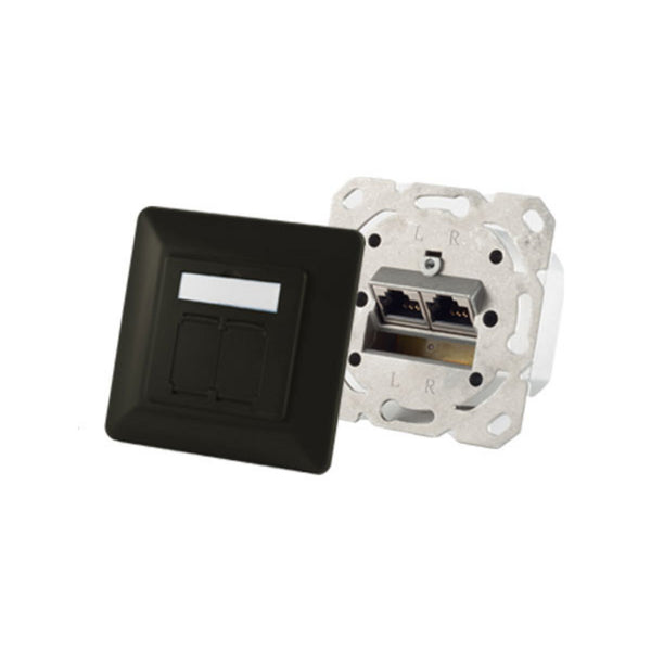 Caja de empotrar CAT6a 2x RJ45 Negra