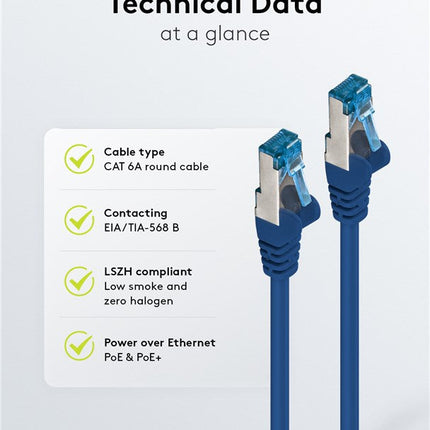 Cat6a S/FTP LSZH 0.5M Blue