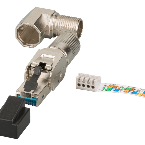 Conector RJ45 CAT6A sin herramientas 360° - STP para cables flexibles y rígidos