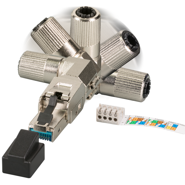 Conector RJ45 CAT6A sin herramientas 360° - STP para cables flexibles y rígidos