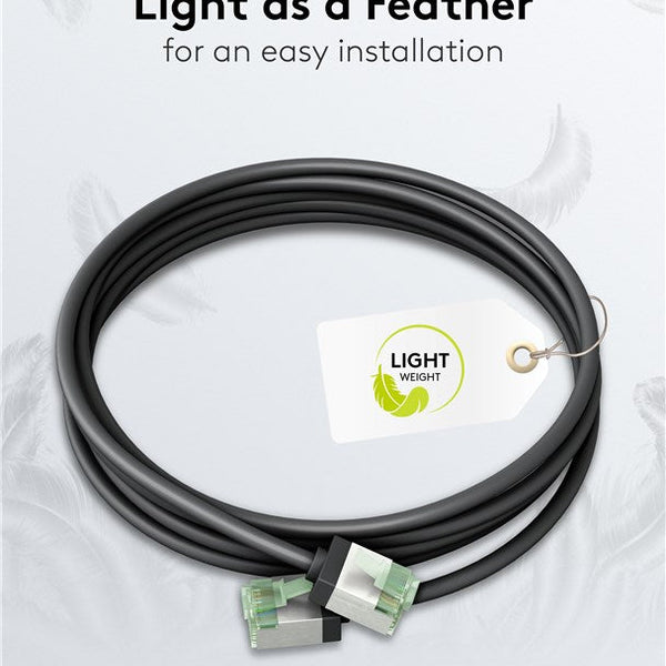 Cable de conexión CAT 8.1 ultraflexible y delgado U/FTP de 0,15 m, color negro 