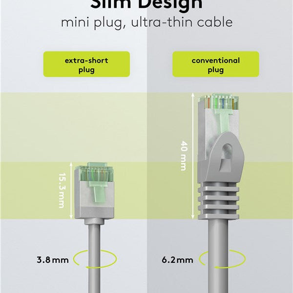 Cable de conexión CAT 8.1 ultraflexible y delgado U/FTP de 0,15 m, color gris 