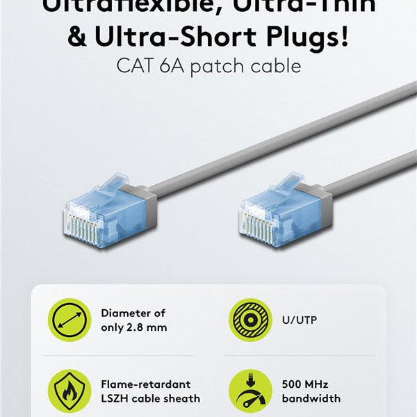 Ultraflex Dunne Cat6a Patchkabel U/UTP 0.15M Grijs