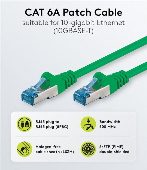 Cat6a S/FTP LSZH 0.5M Green