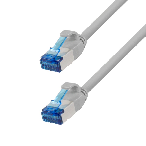 Cable de conexión ultraplano S/FTP Cat 6A gris 0,15 m