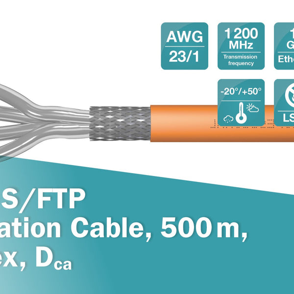 S/FTP CAT7 1200MHz rígido 500M 100% cobre libre de halógenos naranja