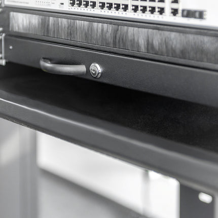 19 inch afsluitbare lade van metaal - 1U zwart