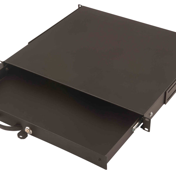 Cajón metálico con cerradura de 19 pulgadas - 1U negro