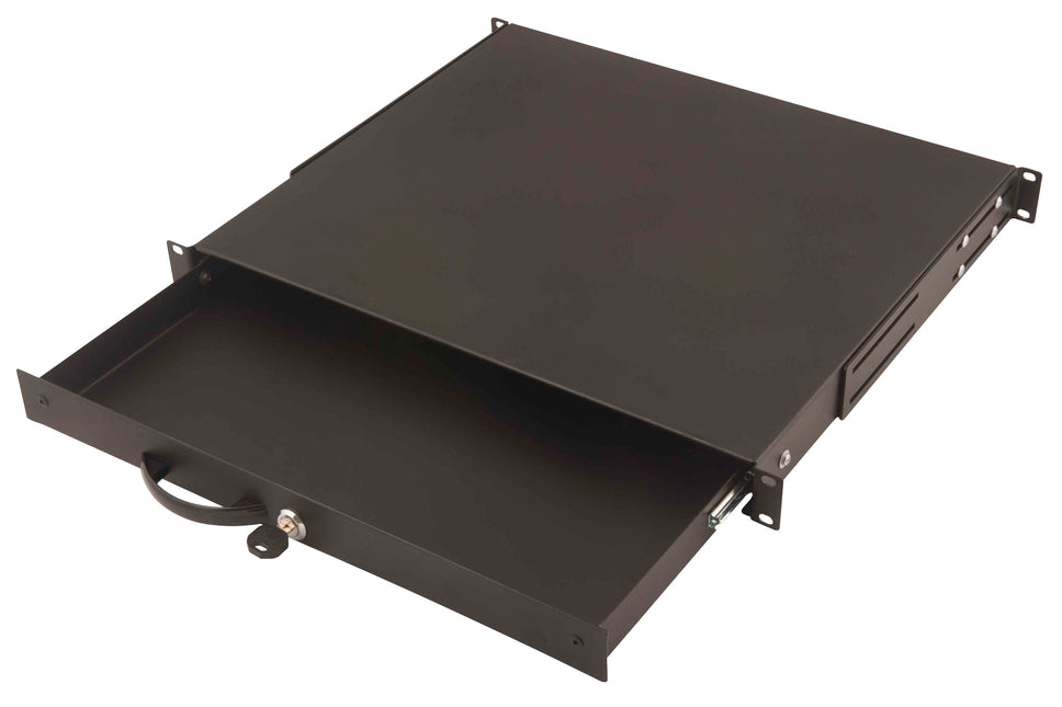 19 inch afsluitbare lade van metaal - 1U zwart