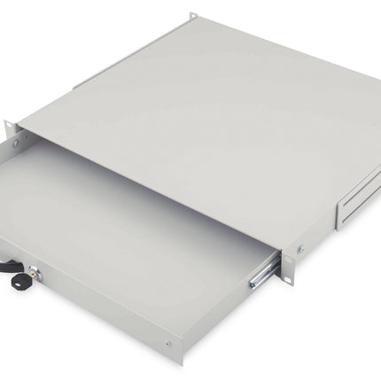Cajón metálico con cerradura de 19 pulgadas - 1U gris claro
