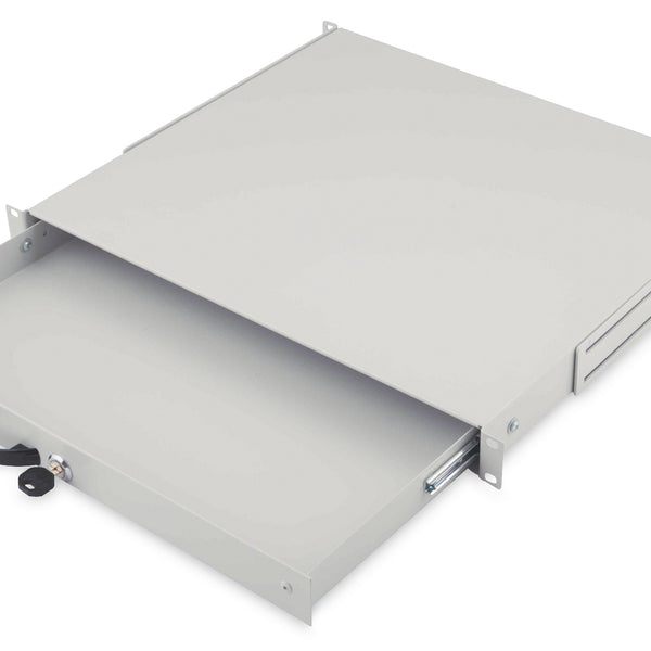 Cajón metálico con cerradura de 19 pulgadas - 1U gris claro