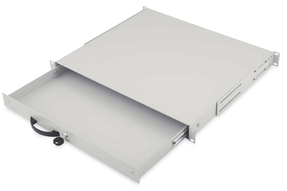 19 inch afsluitbare lade van metaal - 1U lichtgrijs