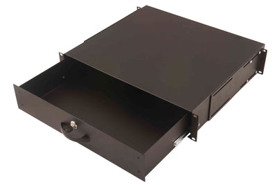 19 inch lockable metal drawer - 2U black