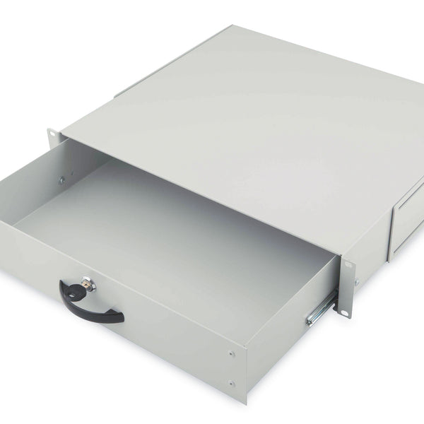 Cajón metálico con cerradura de 19 pulgadas - 2U gris claro
