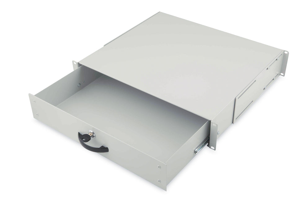 19 inch afsluitbare lade van metaal - 2U lichtgrijs