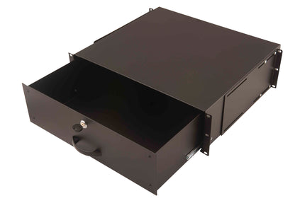 19 inch afsluitbare lade van metaal - 3U zwart