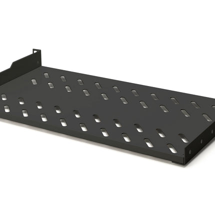 19 inch 1U shelf for racks from 400 mm depth 45x482x250 mm, up to 15 kg, black (RAL 9005)