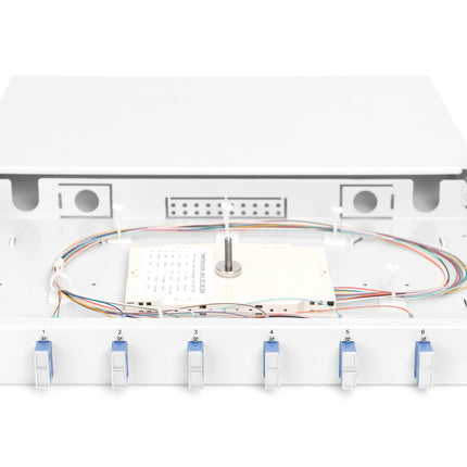 Panel de conexión de fibra óptica montado 6 puertos SC OS2